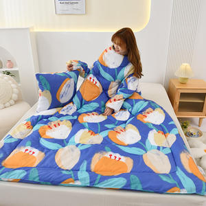 2-en-1 Multifonctionnel Polyester Confortable Portable Chaud Couette Pliante Oreiller Manches Couverture Drap Taie D'oreiller Ensembles - Product Image 5