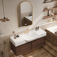 Coiffeuse moderne en bois personnalisée en usine Coiffeuse de salle de bain avec tiroirs ouverts Miroir intelligent pour la maison Hôtel Appartement