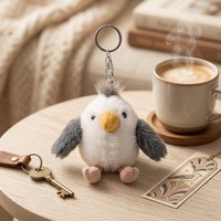 Porte-clés en peluche en forme d'oiseau, breloque de sac en peluche douce, pendentif style pingouin pour cadeau et fêtes