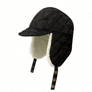 Fashion White Bomber <b>Hat</b> Women Winter Warm Cotton Cap Ear protection Flight Cap Winter <b>Hats</b> With Ear Protection - Product Image 2
