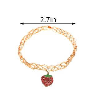 Colliers ras du <span class=keywords><strong>cou</strong></span> pour jeunes filles, mignon, à la mode, pendentif en forme de pastèque, cerise, fraise, ananas, poisson, tatouages, nouvelle collection, - Product Image 2