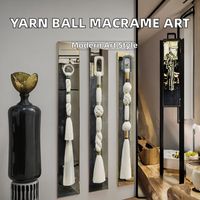 Décoration murale contemporaine en macramé, forme géométrique enfilée de fil de coton, style Art Déco