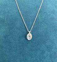 Collier avec pendentif ovale exquis en argent sterling 925 OEM pour femmes, accessoires quotidiens élégants et simples