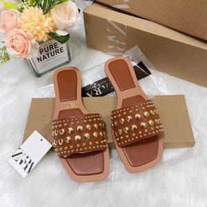 Sandalias Planas Decorativas con Tachuelas Metálicas, Modernas, Combinables con Todo, Nuevas y Populares, para Uso Diario, con Punta Cuadrada, para <span class=keywords><strong>Mujer</strong></span> - Product Image 5
