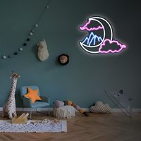 Lampe néon décorative murale style Ins, motif paysage étoilé, tendance 'coeur de fille', pour dortoir et rénovation de chambre de location
