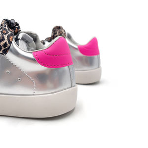 Zapatillas Deportivas Plateadas con Brillantina <span class=keywords><strong>para</strong></span> Niñas, Venta al por Mayor, Calzado Infantil Personalizado, Zapatillas Casuales con Encaje <span class=keywords><strong>de</strong></span> Leopardo, Zapatillas <span class=keywords><strong>de</strong></span> Entrenamiento <span class=keywords><strong>para</strong></span> Niños - Product Image 5