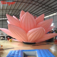 Fleur de lotus géante rose gonflable avec lumières pour la décoration de scène d'événements en plein air
