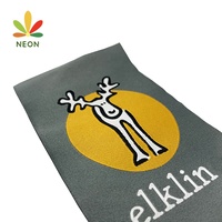 Étiquettes de col en damassé tissé, couleur personnalisée, lavables en polyester, en stock, pour vêtements, t-shirts, étiquettes de tissu, vente en gros