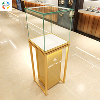 Vitrina de Exhibición de Joyería para Museo con Tapa de Vidrio Templado, Iluminación LED, Espejo/Parte Trasera de Vidrio, Dimensiones Personalizadas