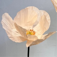 Fleur artificielle géante à tête unique en papier Poppy, technique de teinture, pour décoration intérieure, arrangement, paysage de mariage
