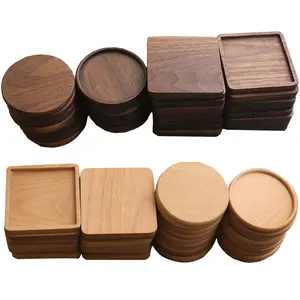 Factory Supply Round Square Walnut Bamboo Coaster Custom Beer Drink Print Wooden bamboo coaster