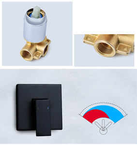 Robinet mitigeur de lavabo carré noir mat, montage <span class=keywords><strong>mural</strong></span> et pliable à 2 trous, <span class=keywords><strong>eau</strong></span> chaude et froide, <span class=keywords><strong>prix</strong></span> <span class=keywords><strong>d</strong></span>'usine - Product Image 4