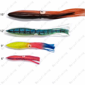 Meilleure vente, leurre de pêche en caoutchouc de 9 pouces, grande lueur dans <span class=keywords><strong>le</strong></span> noir, à la traîne, calmar, poulpe, jupes de remplacement, souple - Product Image 5