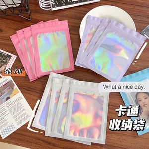 Sacs auto-adhésifs holographiques en OPP refermables pour l'emballage des nécessités quotidiennes, petits sacs miroir pour cartes - Product Image 4