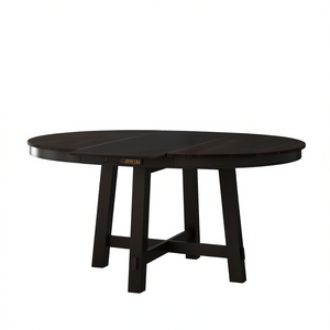 Tavolo da Pranzo Rotondo Allungabile in Stile Fattoria per 6 Persone, Tavolo da Cucina in Legno - Product Image 1