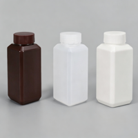 Bouteille carrée en plastique pour réactifs, flacon en plastique pour liquides, pilules, conteneur d'échantillons de laboratoire avec bouchon à vis