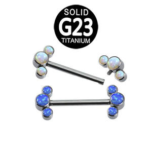 ASTM F136 titane <span class=keywords><strong>3</strong></span> opale CZ <span class=keywords><strong>pierre</strong></span> à filetage interne anneaux de mamelon Piercing bijoux de corps - Product Image 3