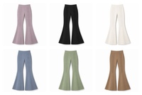 Pantalon évasé taille haute pour femme avec plis froncés, détail 5 plis, ceinture large, coupe structurée, mélange polyester-rayonne