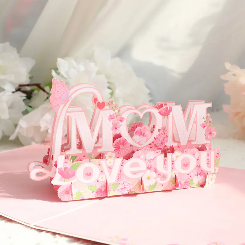 Carte-cadeau Pop-Up personnalisée de la fête des mères, Design en gros, I Love Mom
