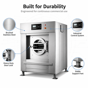 เครื่องซักผ้าอุตสาหกรรมเชิงพาณิชย์ขนาด 15กก. 25กก. 30กก. 50กก. พร้อมระบบทำความสะอาดอัตโนมัติ ลดราคา - Product Image 1