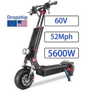 X5 13 pollici 60V 5600W 52Mph due ruote doppio motore grasso pneumatico fuoristrada pieghevole E Scooter Scooter elettrico per adulti