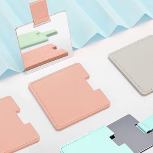Stainless Steel Compact Cosmetic Mirrorr with PU Leather Sleeve Travel Handheld Pocket <b>Mirror</b> Portable <b>Makeup</b> <b>Mirror</b> - Product Image 4