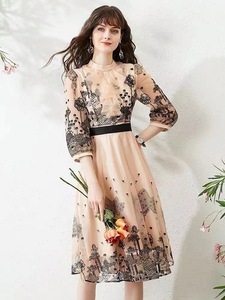 Vente directe d'usine, costume ancien Hanfu, style français, nuage de champignons, broderie noire, dentelle en maille, garniture en tissu 100% acrylique - Product Image 5