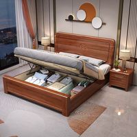 Lits en bois, lit simple, lit double, meubles de chambre à coucher, lit en bois de luxe léger de style chinois