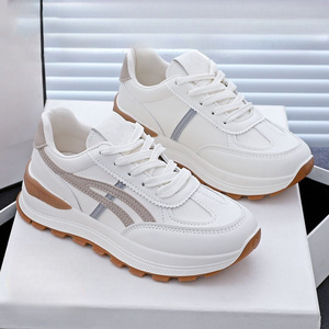 Xuanhui Nouveau Design Baskets Décontractées Blanches Style Coréen pour Femme, Chaussures de Marche à <span class=keywords><strong>Plateforme</strong></span> avec Rayures Orange, Semelle Épaisse de 4 cm - Product Image 6