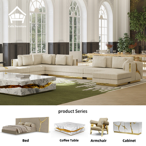 Sofá de Lujo de Arena de Río Jinshan para Sala de Estar, Moderno, de Alta Gama, Diseño Recto, Conjunto de Muebles para Villa - Product Image 1