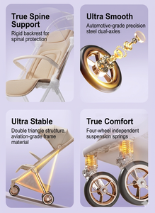 Poussette bébé pliable légère en alliage d'aluminium de haute qualité, roues 360°, certifiée EN, pour 0-3 ans, vente en gros à prix réduit - Product Image 3