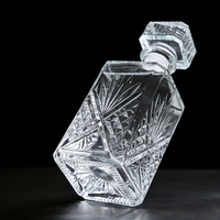Bouteille à spiritueux en verre de luxe personnalisée, transparente, 700 ml, 800 ml, gravure en relief, cristal, carrée, pour whisky