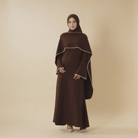 Robe musulmane élégante pour femmes Nuosha, avec châle orné de perles, manches longues, taille unique, pour les styles Dubaï, arabe, européen et américain