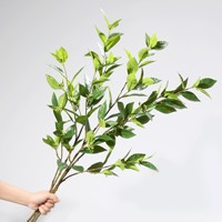 Daun Osmanthus Laurel Buatan, Ranting Hijau, Bahan Kawat, Bunga Buatan untuk Pernikahan, Fotografi Luar Ruangan, Dekorasi Rumah
