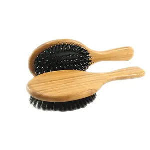 Частная торговая марка, профессиональная и семейная деревянная щетка для волос с щетиной кабана, смешанный нейлон