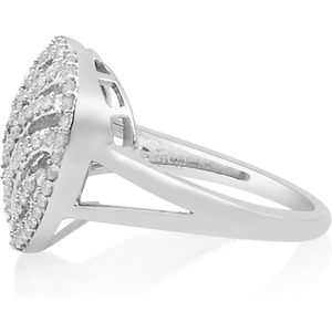 Heart Shape <b>Diamond</b> <b>Ring</b> 0.57 Cttw Round Brilliant Cut 925 Sterling Silver Engagement <b>Ring</b> For Women Size 7 - Product Image 2