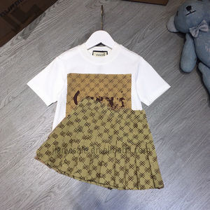子供子供子供子供子供用半袖チェック柄ドレス女の子夏服デザイナー - Product Image 2