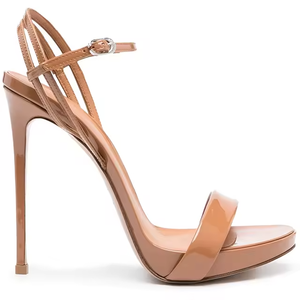 Sandales à talons en cuir PU pour femmes, plateforme, bride cheville, bout ouvert, talon aiguille, pour soirée, mariage, cérémonie - Product Image 5