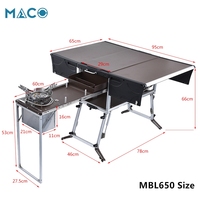 Connecteur vaisselle de cuisine camping caravane, boîte de table portable, tabouret de table pliable en aluminium, ensemble d'ustensiles de cuisine shandong