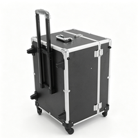 Valise trolley en aluminium noir avec roulettes, poignée télescopique et séparateur amovible, valise en aluminium à roulettes avec couvercle alvéolé