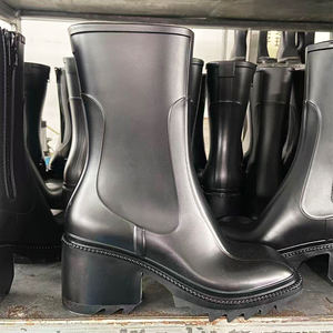 Pabrik OEM/ODM Grosir Saja Kustomisasi Merek Sendiri Sepatu <span class=keywords><strong>Boots</strong></span> Hak Tinggi Wanita Anti Air Model London dengan Ritsleting - Product Image 2