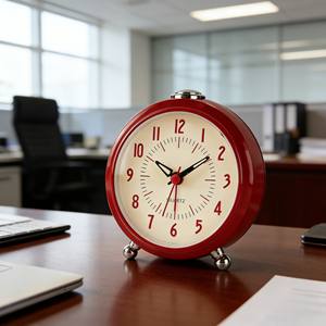 Reloj despertador silencioso de mesa, redondo, rojo, de 4 pulgadas, con luz nocturna para personas que duermen profundamente - Product Image 2