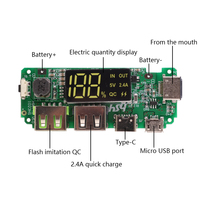 LED Dual USB 5V 2.4A Micro/Type-C USB Mobile Power Bank 18650 Module de charge Carte de chargeur de batterie au lithium Protection des circuits