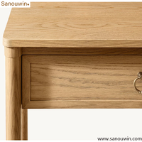 Console moderne en bois massif avec tiroirs et étagère de rangement inférieure, design cannelé pour entrée et couloir