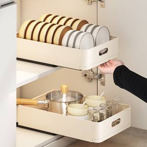 En gros, Panier de rangement coulissant fixe pour armoire, avec film adhésif, pour tiroirs de cuisine, salon et garde-manger - Product Image 6