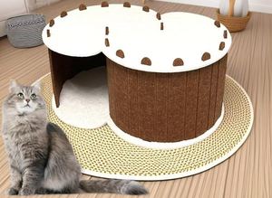 Modische Haustier betten Faltbares rundes Donut-Tunnel bett Katzen versteck für mehrere Katzen Filz-Aufbewahrung körbe für Haustiere - Product Image 2