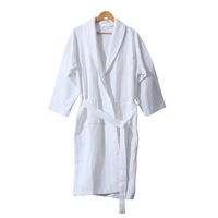 Peignoir gaufré de luxe décontracté, doux, anti-boulochage et durable pour femme, longueur intégrale, col châle, manches longues, pour le quotidien