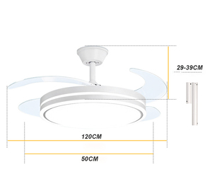 พัดลมเพดานใบพัดพับเก็บได้ พร้อมไฟ LED ปรับความสว่างได้ 3 สี มอเตอร์ DC พร้อมรีโมทสำหรับห้องนอน - Product Image 2