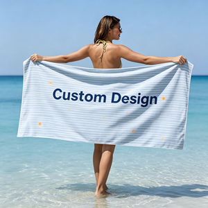 Serviette de plage en coton avec impression personnalisée, commande en gros - Product Image 1