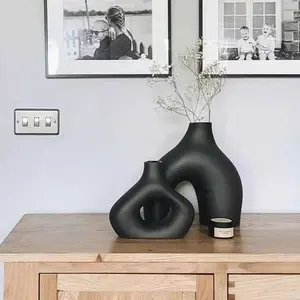 Jarrones de cerámica huecos de varios estilos vintage de tallo único de estilo europeo para sala de estar